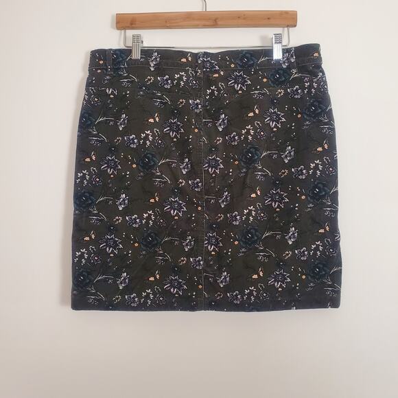 Loft Wildflower Corduroy Mini Skirt Green 12 - Picture 4 of 7